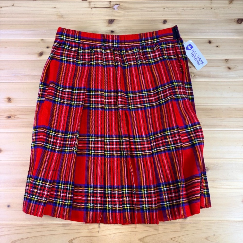 NEW All Safe Trading Kilt Mens Medium Red Plaid Adjustable Scottish Kilt